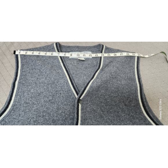 Gap Vintage 90s Lambswool Gray White Black Geometric Knit Sweater Vest Mens XL - Picture 5 of 9